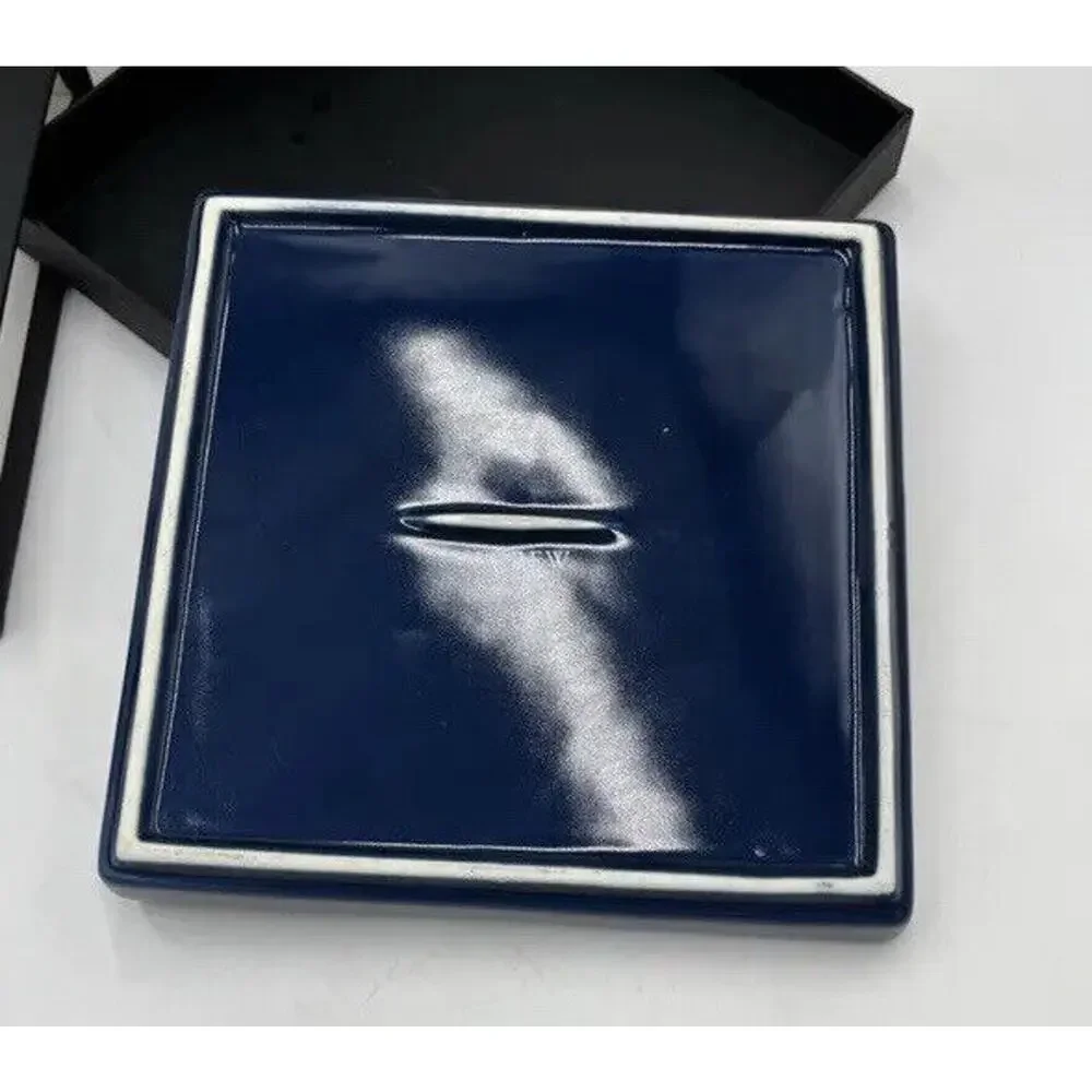 J. crew Jewelry Tray Plate Holder‎ Blue with Gold Polka Dots 6x6